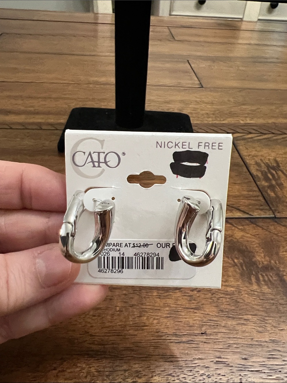 Cato Shiny Silver Sculpted Loop Hoop Earrings